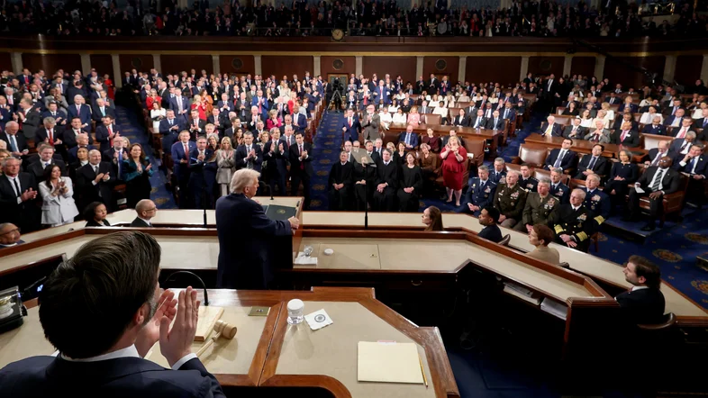 Donald Trump während seiner Rede vor dem Kongress im Repräsentantenhaus.