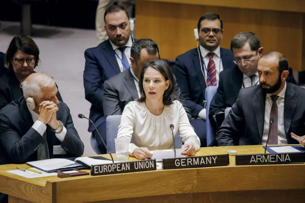Annalena Baerbock (Bündnis 90/Die Grünen) Das Bild zeigt Annalena Baerbock im VN-Sicherheitsrat.