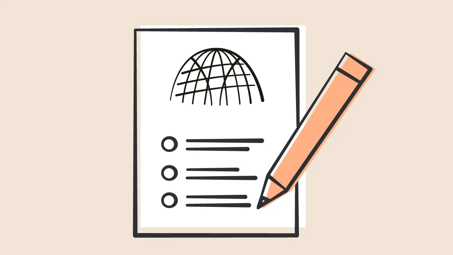 Grafik eines beschriebenen Blattes mit einem Bleistift