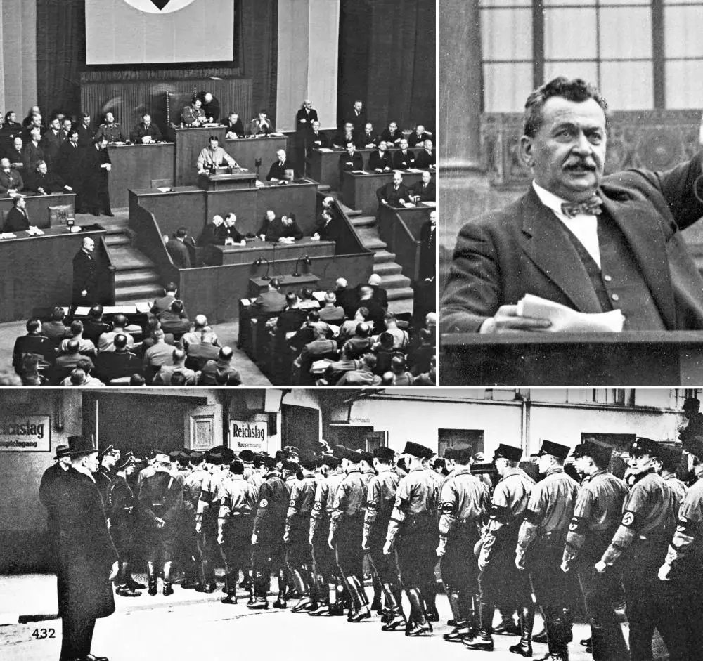 Bildcollage: Das Ende der ersten deutschen parlamentarischen Demokratie.