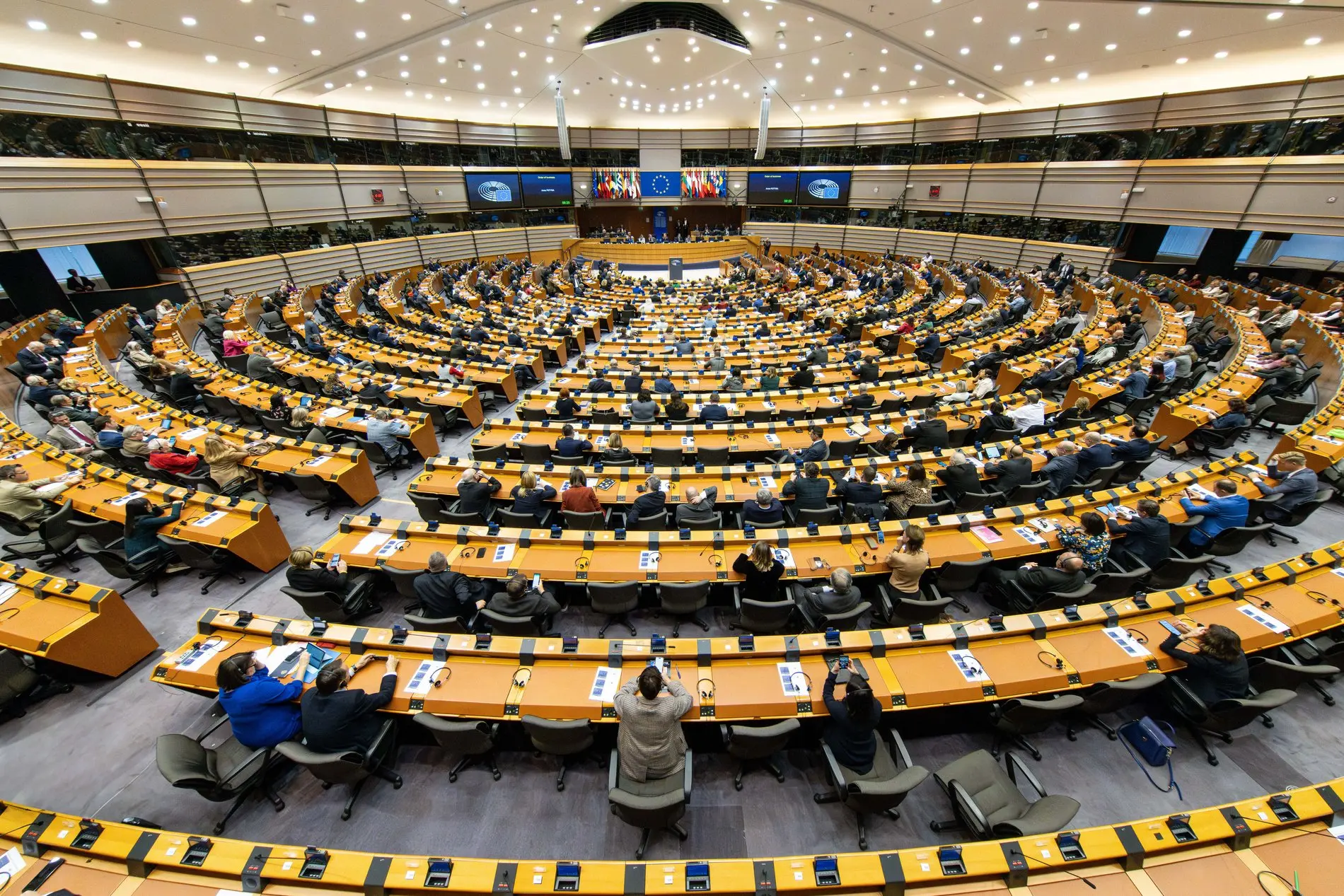 Blick in den Plenarsaal des Europäischen Parlaments in Brüssel
