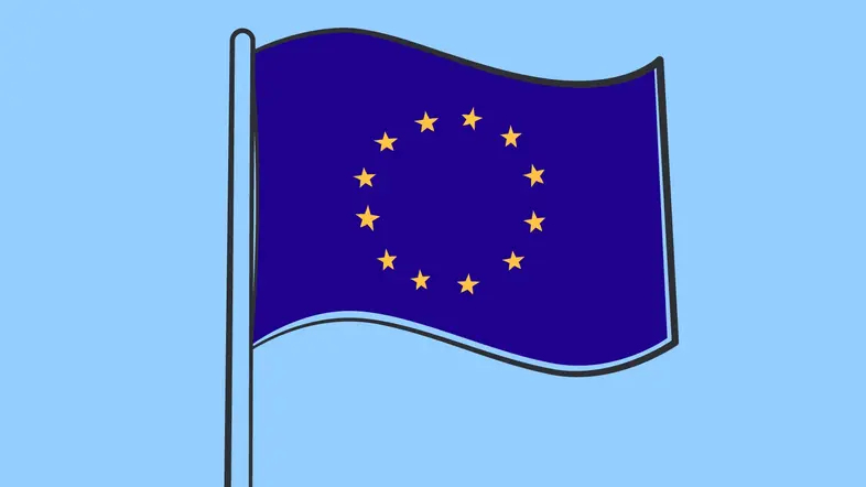 Ein Abbild der wehenden Flagge der Europäischen Union