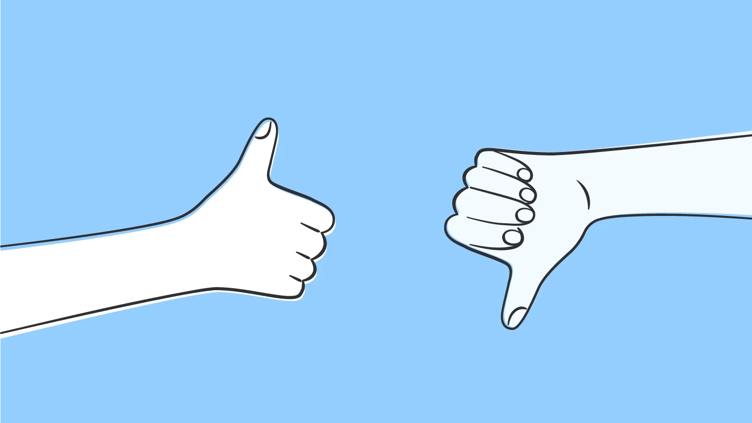 Bild eines hochgestreckten und nach unten gestreckten Daumens