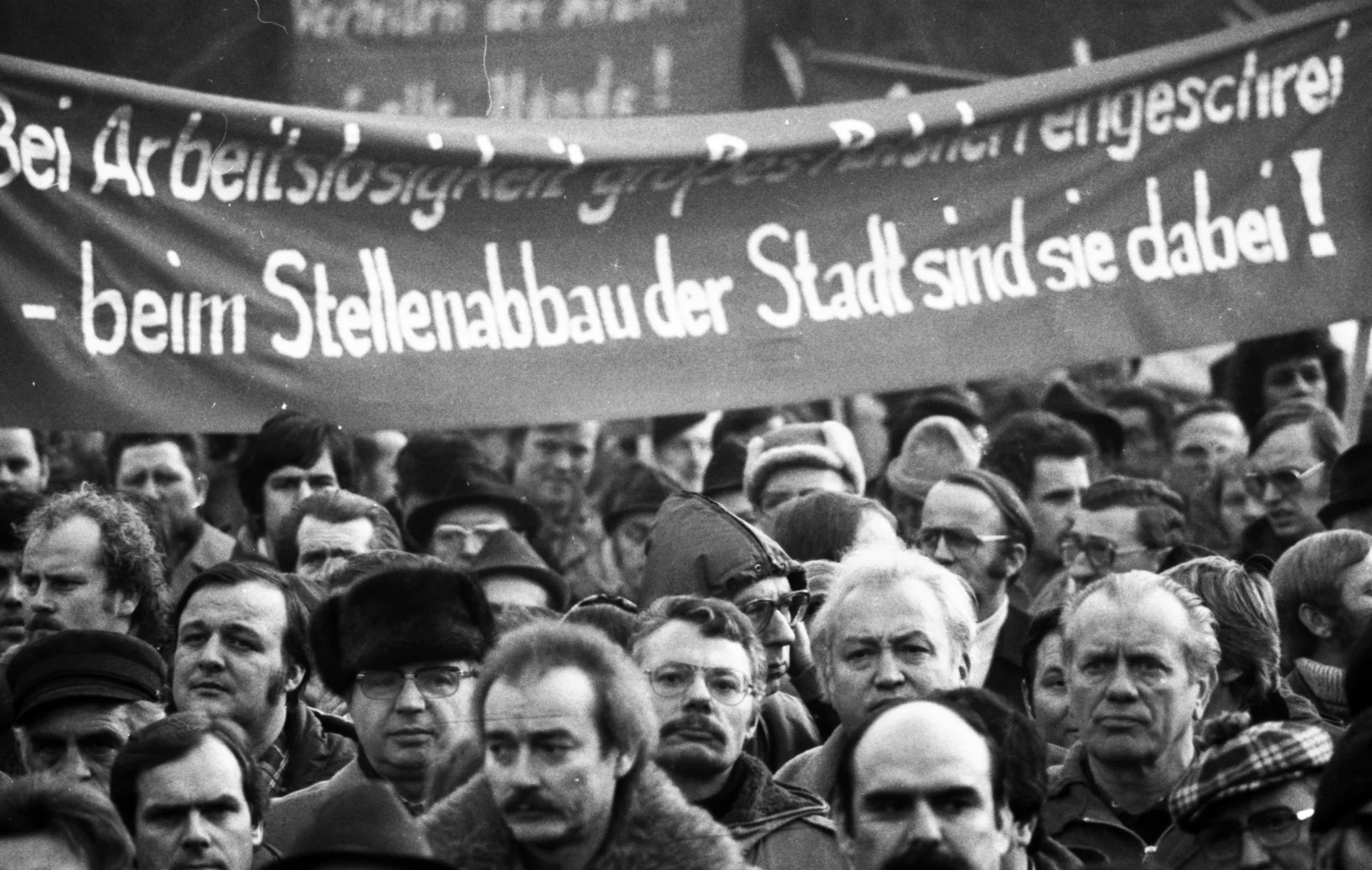 Demonstration in Duisburg gegen Arbeitslosigkeit im Jahre 1978