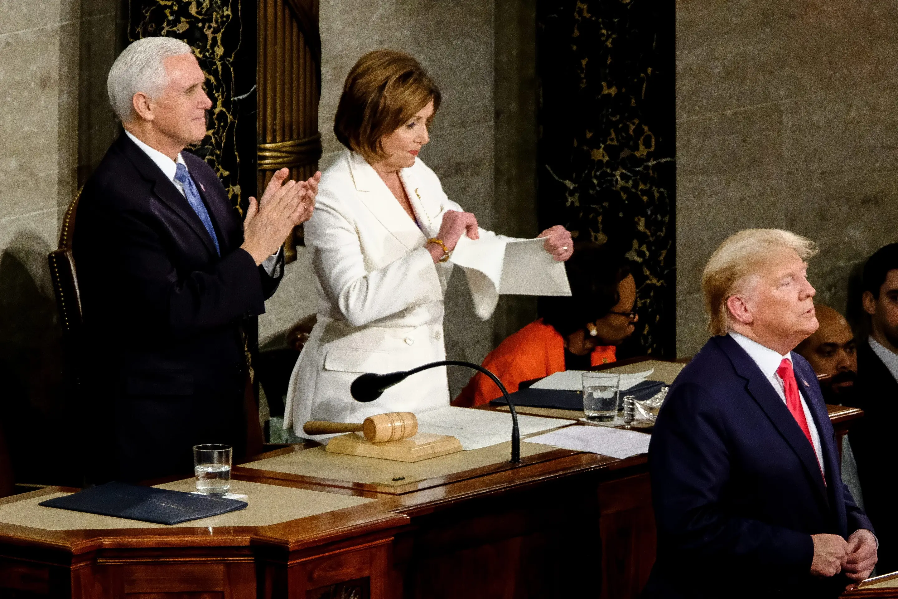 Nancy Pelosi während der Rede Donald Trumps vor dem Kongress. Nancy Pelosi während der Rede Donald Trumps vor dem Kongress.