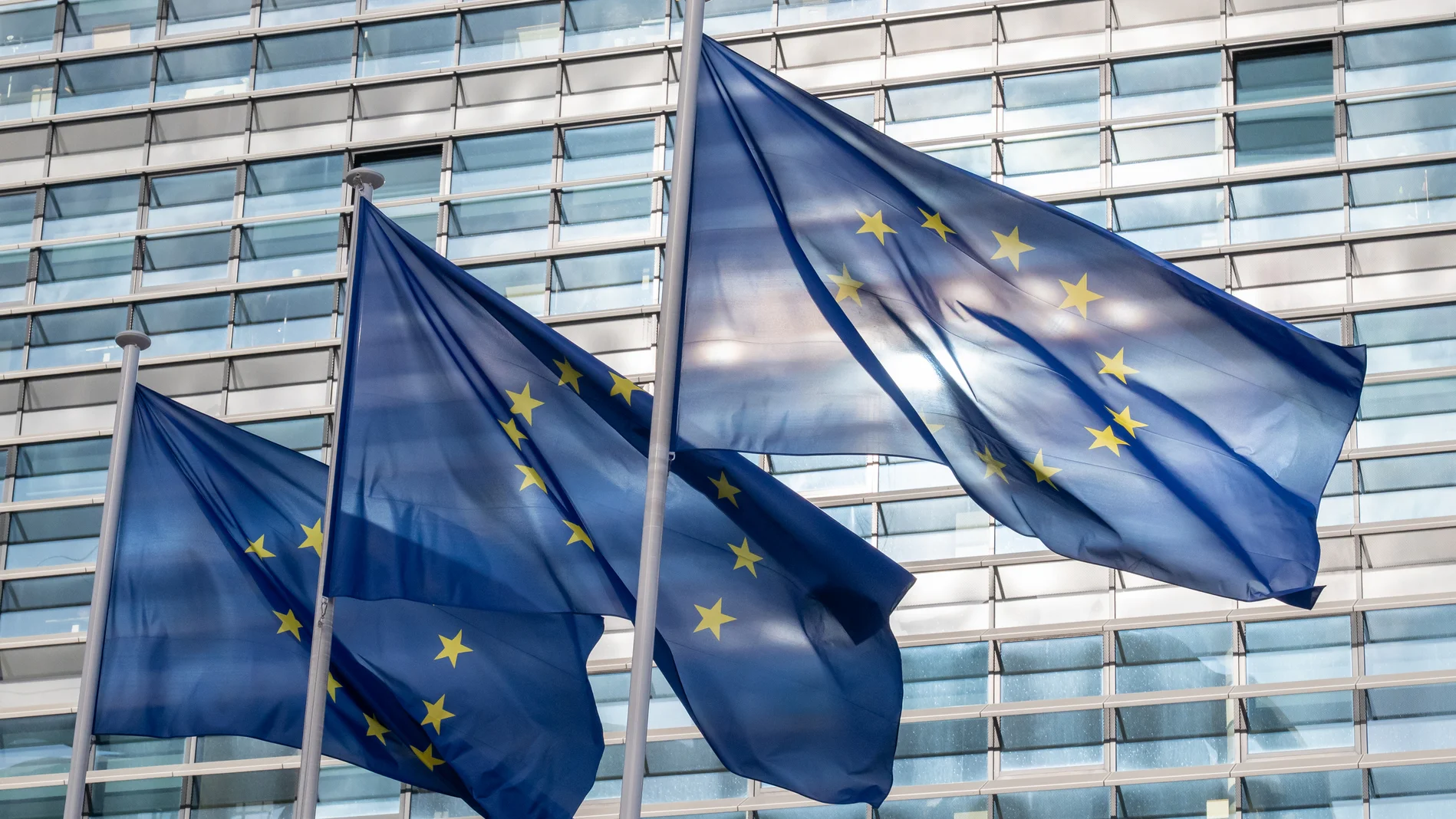 EU-Flaggen vor dem Europäischen Parlament