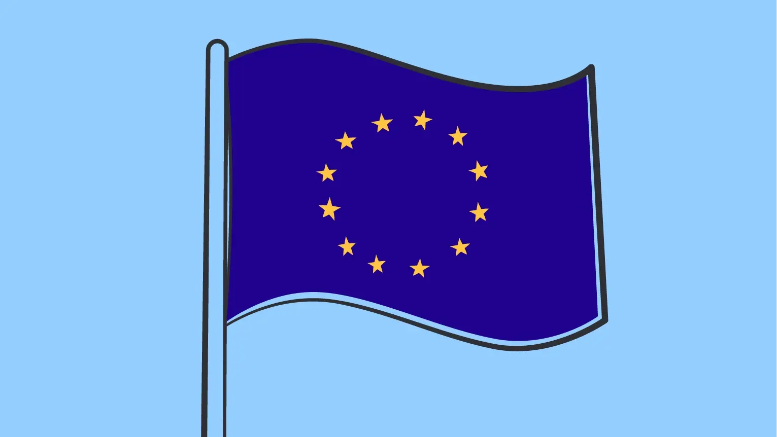 Ein Abbild der wehenden Flagge der Europäischen Union