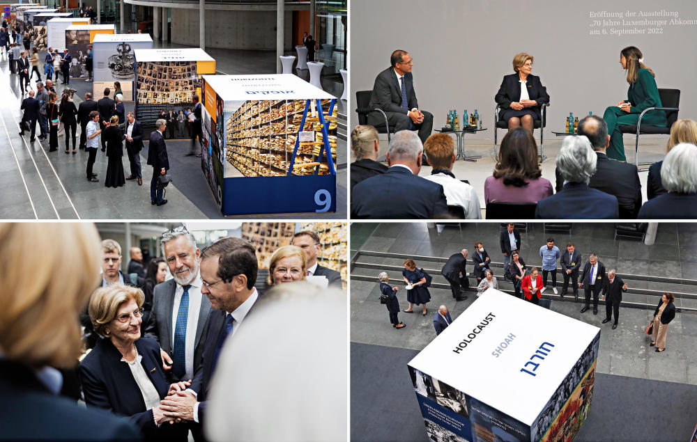 Collage der Eröffnung der Ausstellung „70 Jahre Luxemburger Abkommen“