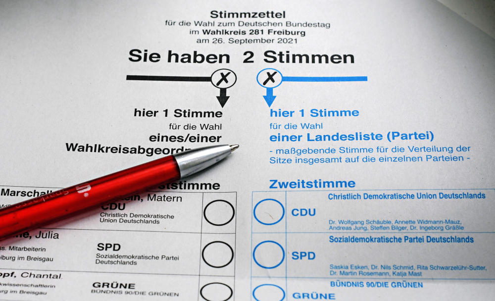 Ein Wahlzettel zur Bundestagswahl 2021